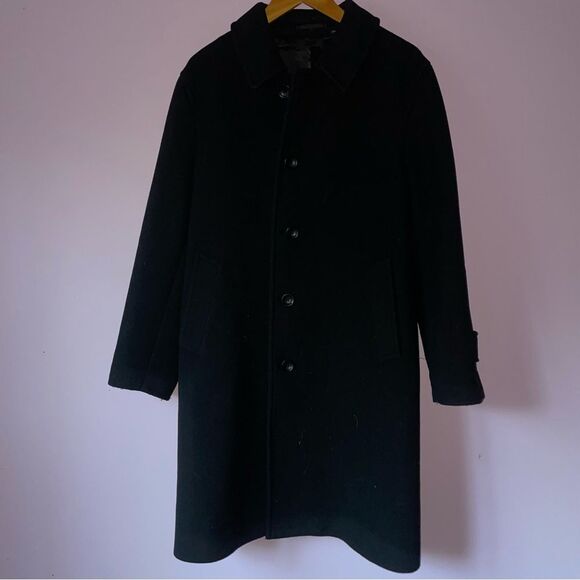 Uniqlo Size S Oversized Peacoat Trench Jacket Longline Black - Picture 1 of 7